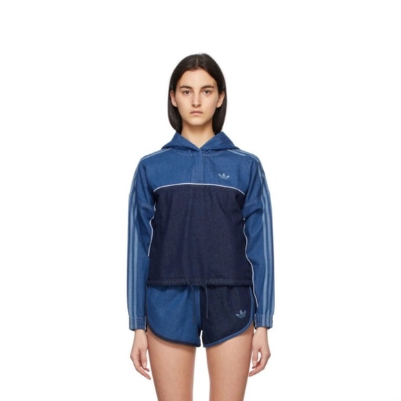 adidas Tops - adidas Denim Hooded Pullover Jacket with matching size S matching shorts
